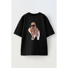 Nmg Tekstil Unisex Siyah Oversize Pamuk Sarı Gta Baskılı Örme T-Shirt
