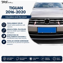 Volkswagen Tiguan Uyumlu 2016-2020 Krom Ön Panjur 2 Parça Paslanmaz Çelik