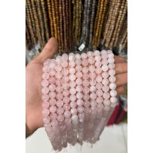 Uçar Doğal Taş Pembe Kuvars Taşı Küre Kesim Parlak 10mm Doğal Taş Dizi [AA]