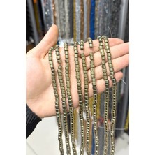 Uçar Doğal Taş Hematit Taşı Silindir Kesim Parlak Antik Sarı 6x5mm Doğal Taş Dizi