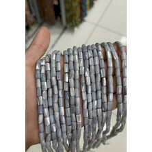 Uçar Doğal Taş Sedef Taşı Silindir Kesim Parlak Gri 6x10mm Doğal Taş Dizi [AA]