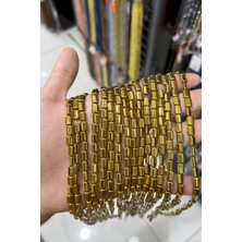 Uçar Doğal Taş Hematit Taşı Yassı Kesim Parlak Gold 6x8mm Doğal Taş Dizi