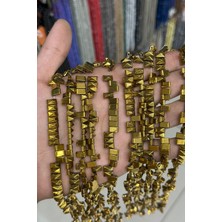 Uçar Doğal Taş Hematit Taşı Piramit Kesim Parlak Gold 8x5mm Doğal Taş Dizi