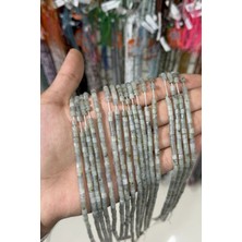 Uçar Doğal Taş Labradorit Taşı Silindir Kesim Parlak 4x4mm Doğal Taş Dizi [AA]