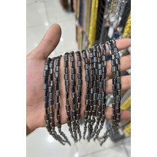 Uçar Doğal Taş Hematit Taşı Yassı Kesim Parlak Füme 6x8mm Doğal Taş Dizi