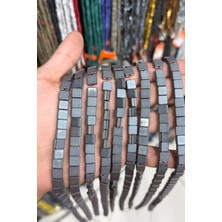 Uçar Doğal Taş Hematit Taşı Kanallı Yassı Kare Kesim Mat Gri 8x8mm Doğal Taş Dizi
