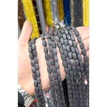 Uçar Doğal Taş Hematit Taşı Burgulu Dikdörgen Kesim Mat Siyah 6x12mm Doğal Taş Dizi