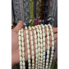 Uçar Doğal Taş Sıkma Turkuaz Arpa Kesim Beyaz 8mm Doğal Taş Dizi
