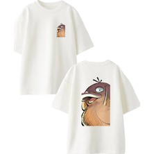 Nmg Tekstil Unisex Beyaz Oversize Pamuk Sayduck Ön Arka Baskılı Örme T-Shirt