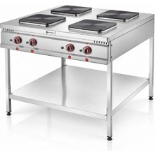 Silverinox Elektrikli Taban Raflı 100X100 cm 4 Gözlü Ocak 380V