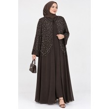 Afranur Kadın Büyük Beden Taş Işlemeli Ikili Abaya/abiye Elbise