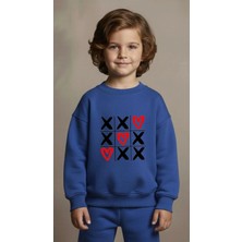 Playwear Takım Sweatshirt Sos Baskılı Kız Erkek Çocuk Bisiklet Yaka3 4-5-6-7-8-9-10-11-12YAŞ