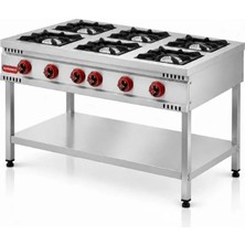 Silverinox Tüplü Taban Raflı 6 Gözlü Ocak