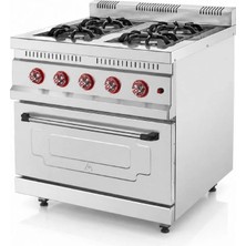 Silverinox Tüplü 4 Ocak 1 Fırın Kapasiteli Kuzine 100X100 cm