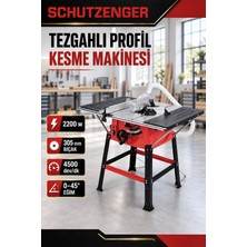 SCHUTZENGER 2200W 305 mm Güçlü Hassas Masa Testere Tezgâhı  Profesyonel Kesim Makinesi Tezgah Üstü Marangoz Kırmızı