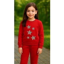 Playwear Çocuktakım Sweatshirt Çoklu Yıldız Baskılı Kız Erkek Çocuk Bisiklet Yaka3 4-5-6-7-8-9-10-11-12YAŞ