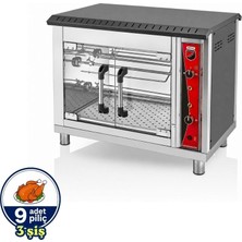 Silverinox Elektrikli Set Üstü Piliç Çevirme 3 Şiş 9 Piliç 220V