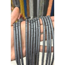 Uçar Doğal Taş Hematit Taşı Rondela Kesim Mat Gri 6x2mm Doğal Taş Dizi