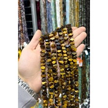 Uçar Doğal Taş Kaplan Gözü Taşı Rondela Kesim Parlak 10x7mm Doğal Taş Dizi [AB+]