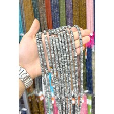 Uçar Doğal Taş Jasper Taşı Dore Kesim Parlak Gri 6x3mm Doğal Taş Dizi [AA]