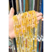 Uçar Doğal Taş Akik Taşı Küre Kesim Parlak Sarı 6x10mm Doğal Taş Dizi [AA]