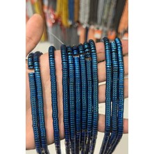 Uçar Doğal Taş Hematit Taşı Rondela Kesim Parlak Mavi 6x2mm Doğal Taş Dizi