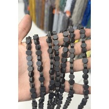 Uçar Doğal Taş Hematit Taşı Kare Kesim Mat Siyah 8x8mm Doğal Taş Dizi