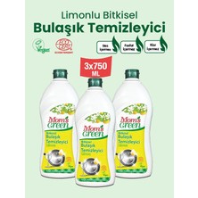 Mom's Green Bitkisel Elde Yıkama Bulaşık Deterjanı Limon Kokulu Cilt Dostu 750 ml x 3