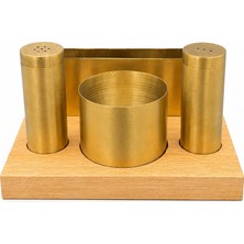 Brondoff Titanyum Gold Masa Üstü Servis Seti – Ahşap Standlı