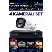 Vartek Bilişim 4 Kameralı Güvenlik Kamerası Seti, Gece Renkli 5mp Sony Lensli 500 GB HDD Hediyeli