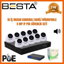 Pileli Store 5 Mp 1440P 10 Iç Mekan Kameralı Dahili Mikrofonlu Ip Poe Güvenlik Seti