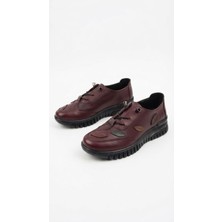 Ender Steps Iç Dış %100 Hakiki Deri Ortopedik Taban Bordo Günlük Casual Kadın Ayakkabı