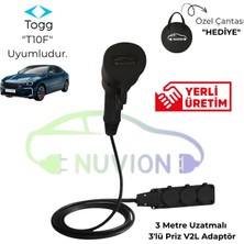 Nuvion V2L Kauçuk 3lü Priz Uzatma Şarj Adaptörü- Togg T10F Marka Ile Uyumlu