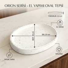 Art By Aslı Orion Serisi El Yapımı Kırılmaz Oval Sunum Tepsisi (23X30 Cm) - Eskitme Beyaz