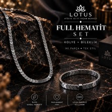 Lotus Atölye ve İyi Yaşam Merkezi Full Hematit Premium Set – %100 Doğal Hematit Kolye & Bileklik Erkek Takı Seti