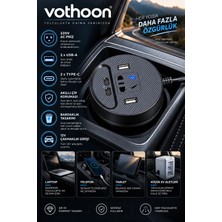 TeknoKapsül Araç Şarj Aleti Çakmaklık Invertör & Şarj Cihazı 220V Priz+Usb & Type-C Araba Çakmaklık