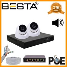 Pileli Store 5 Mp 1440P 2 Iç Mekan Kameralı Dahili Mikrofonlu Ip Poe Güvenlik Seti