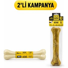 Delibon Deri Pres Kemik Köpek Ödülü 27 cm Xl Boy Beyaz ve Natural 2'li Set