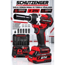 SCHUTZENGER 450 Nm Torklu 21V Çift Akülü 10 Pilli Kömürsüz 1/2 Kırmızı Somun Sıkma Sökme Makinesi Hd-2