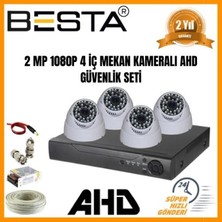 Pileli Store 2mp Ahd 1080P Gece Görüşlü 4 Kameralı Dome Güvenlik Sistemi