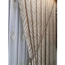 Nivemes Home NİVEMESHOME LORA 102 GEOMETRİK DESENLİ KREM 1/3 PİLELİ  FON PERDE APM