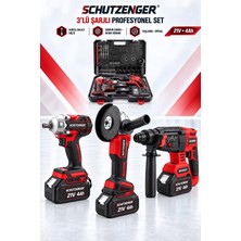SCHUTZENGER 2 Bataryalı Şarjlı Spral Taşlama Kırıcı Delici Hilti Darbeli Somun Sıkma Bijon Söjme Vidalama Kırmızı