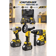SCHUTZENGER 3’lü Set Şarjlı Çift Akülü Somun Sıkma Torklu Vidalama-Spral Taşlama- Kırıcı Delici Hilti Sarı