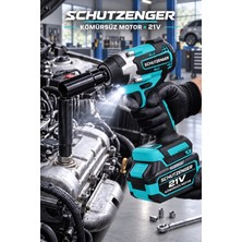 SCHUTZENGER 450 Nm Torklu 21V Çift Akülü 10 Pilli Kömürsüz 1/2 Mavi Somun Sıkma Sökme Makinesi Hd-1