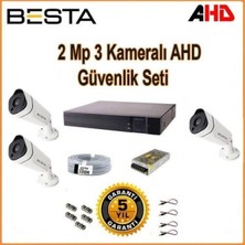 Pileli Store 2mp Ahd 1080P Gece Görüşlü 3 Kameralı Güvenlik Sistemi