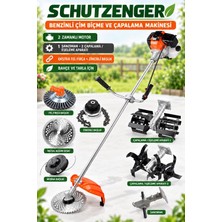 SCHUTZENGER Hq-51 Benzinli Çapalama ve Eşeleme Başlıklı Çim Biçme Ot Kesme Makinesi Zinçirli Tel Fırçalı Başlık