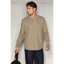Grimelange Sıella Erkek Organik Pamuklu Patlı Uzun Kollu Yeşil Sweatshirt