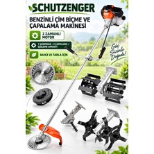 SCHUTZENGER Hp-83 Benzinli Eleşeme Çapalama Makinesi Ot Çim Çalı Biçme Motoru Tüm Başlıklar Set Tarla Bahçe