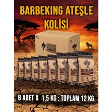 Barbeking Ateşle Koli 8 x 1,5 kg = 12 Kg.  ( Kendinden Tutuşturuculu Pratik Mangal Kömürü )