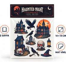 Tişört Kodu Haunted Night 2 Sayfa Mat Vinil Sticker Seti – Gotik Halloween Çıkartmaları